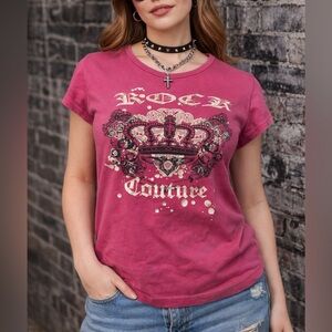Y2K 725 Originals “Rock Couture” Pink Graphic Tee Vintage 2000s Rock Band Size M